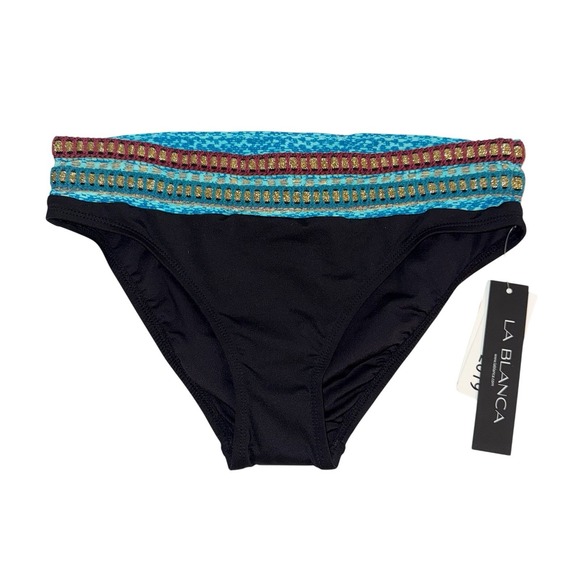 La Blanca Other - LA BLANCA Bikini Bottom Womens Size 4 Black Blue Hipster NEW $63